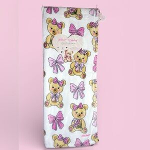 Betsey Johnson Teddy Bear Throw White Pink Bows Valentines Bears 50x70 NEW NWT